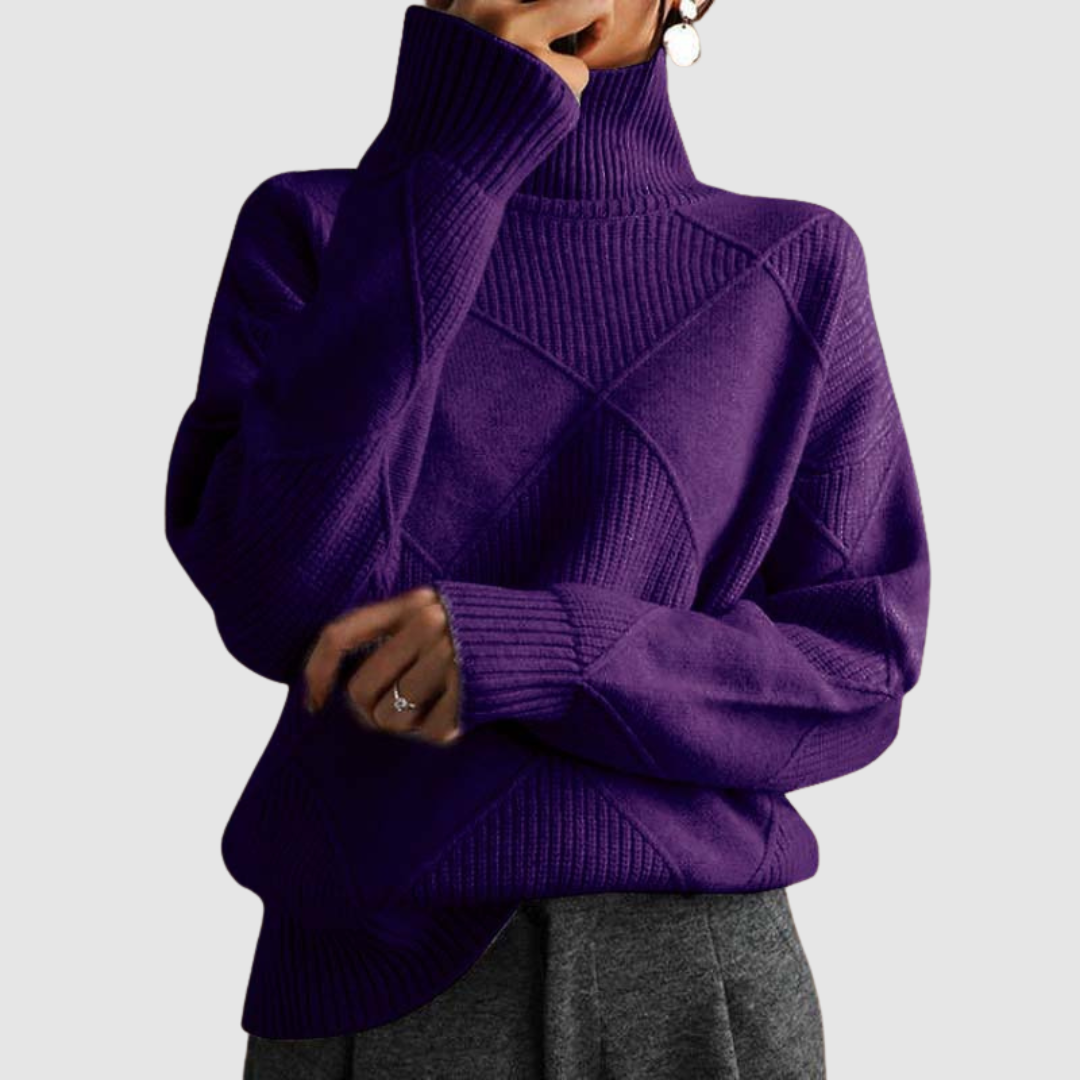 Ester Noelle – Sweter damski z golfem w geometryczny wzór