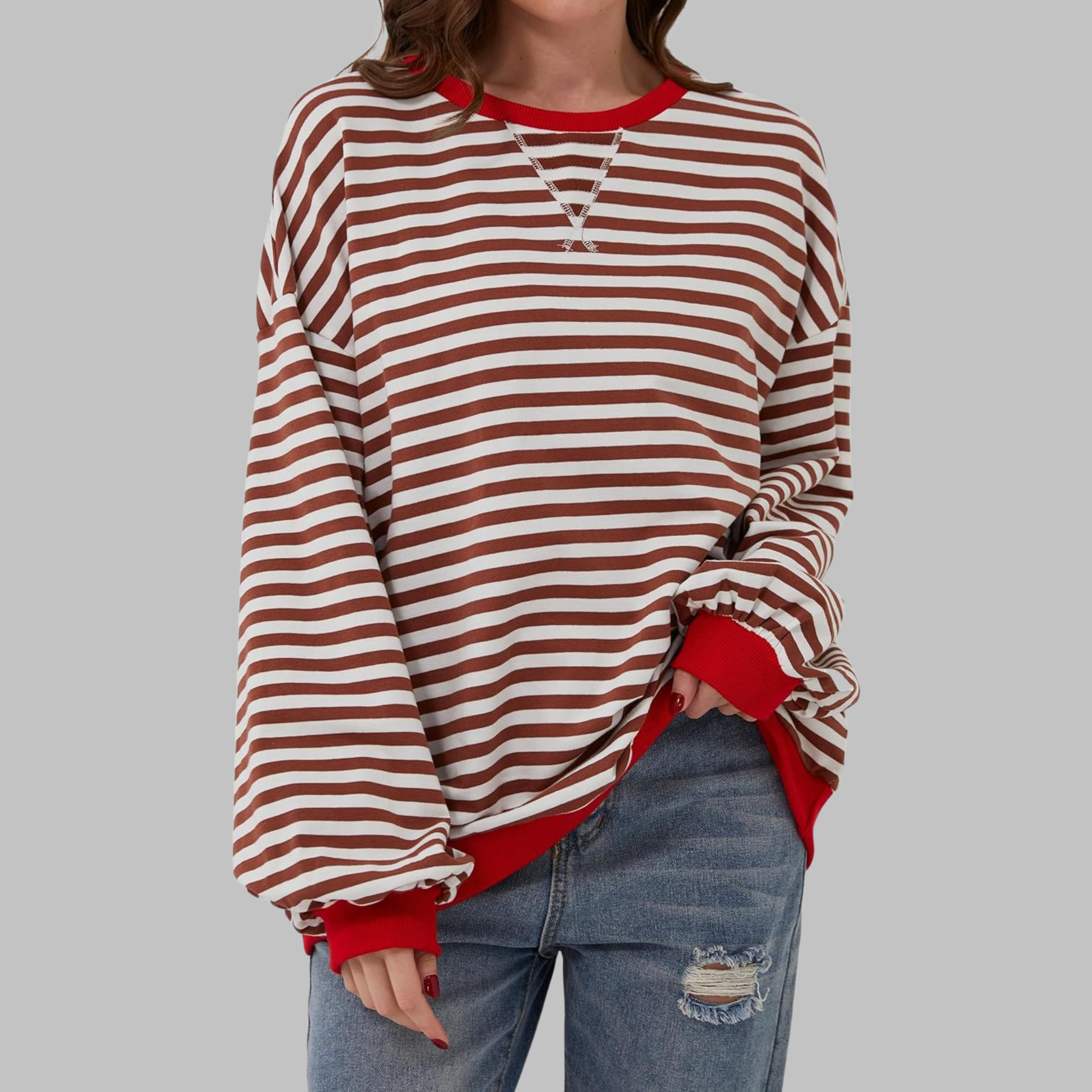 Sara – Bluza damska w paski z długim rękawem