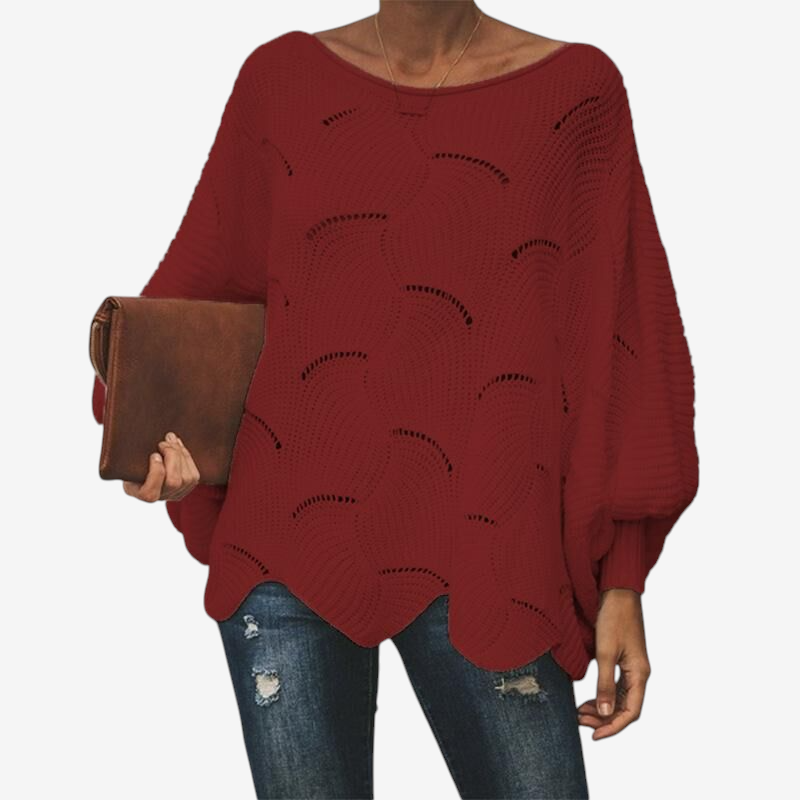 Elena – Damski sweter oversize z modnymi wycięciami