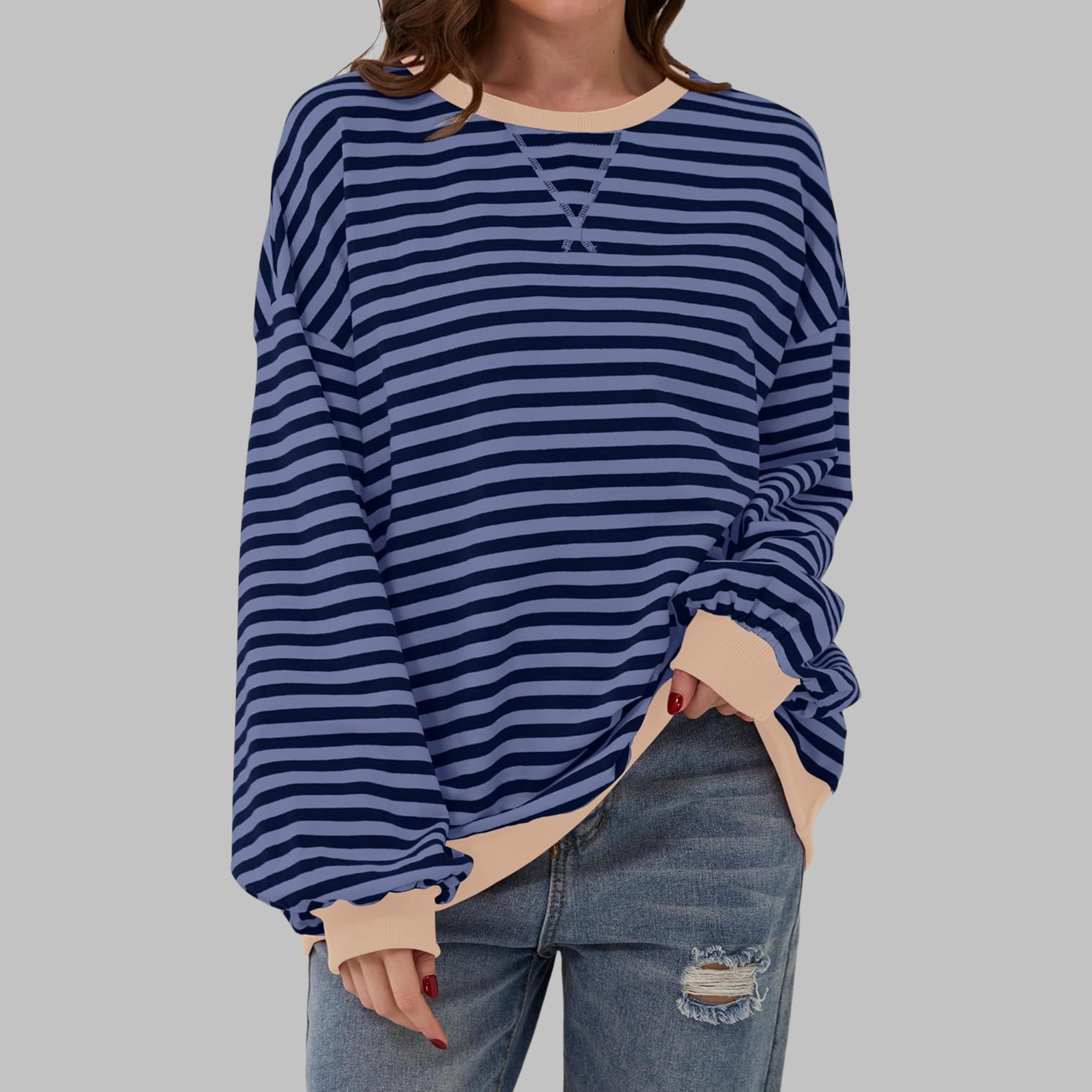 Sara – Bluza damska w paski z długim rękawem