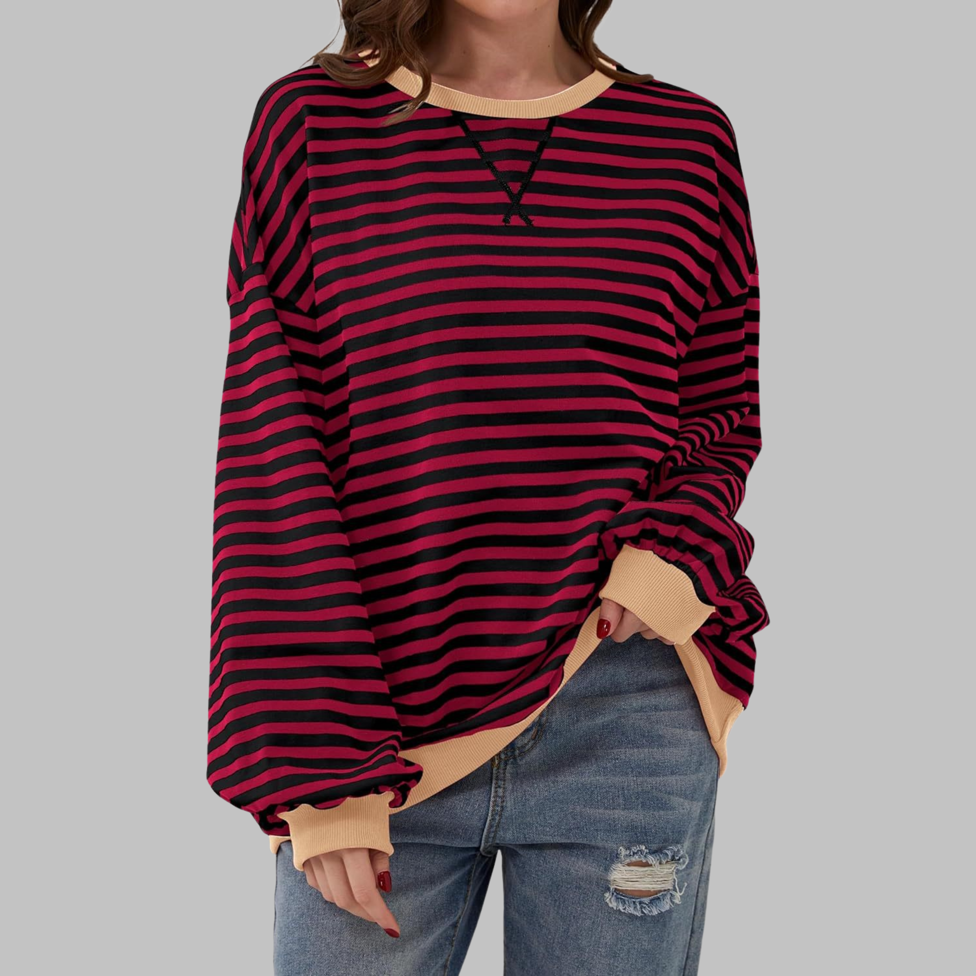 Sara – Bluza damska w paski z długim rękawem