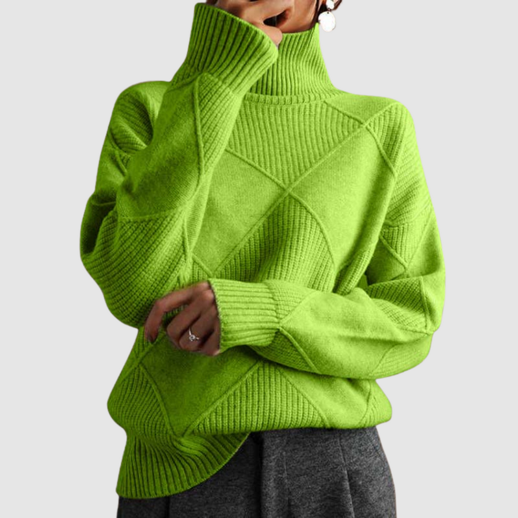 Ester – Sweter damski z golfem w geometryczny wzór