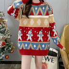 Sara – Sweter damski oversize ze świątecznym wzorem