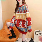 Sara – Sweter damski oversize ze świątecznym wzorem
