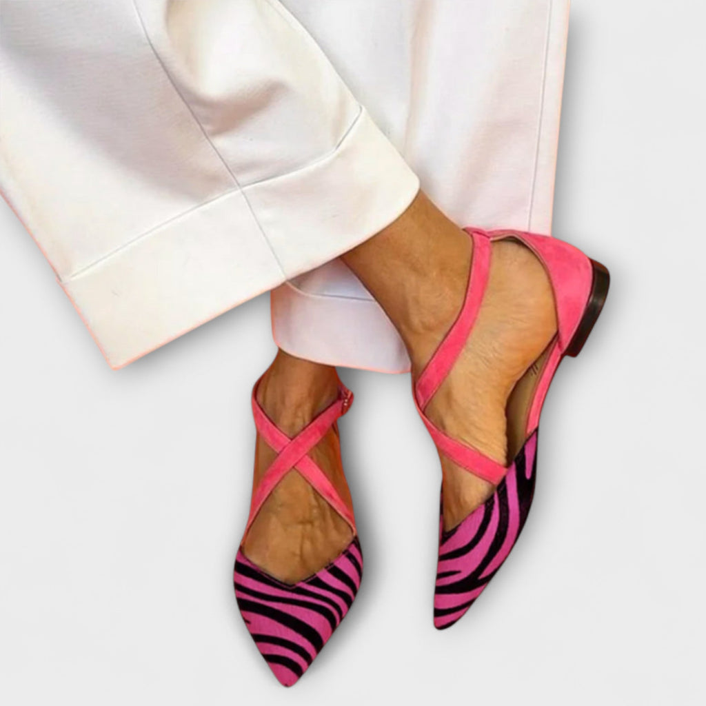 Adela – Damskie buty płaskie we wzór zebry