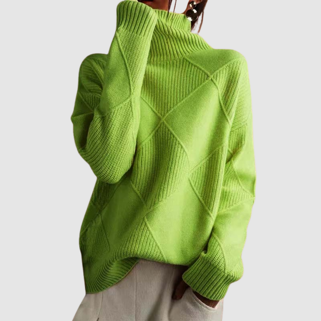 Ester – Sweter damski z golfem w geometryczny wzór