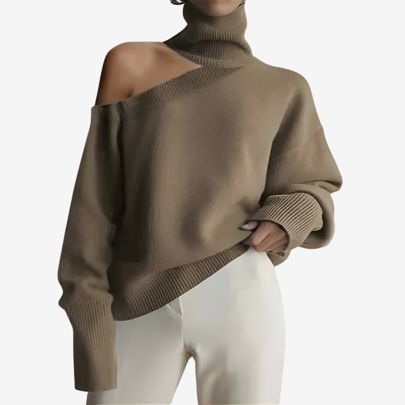 Otylia – Damski Sweter z Długim Rękawem z Golfem Elegancki i Żebrowany