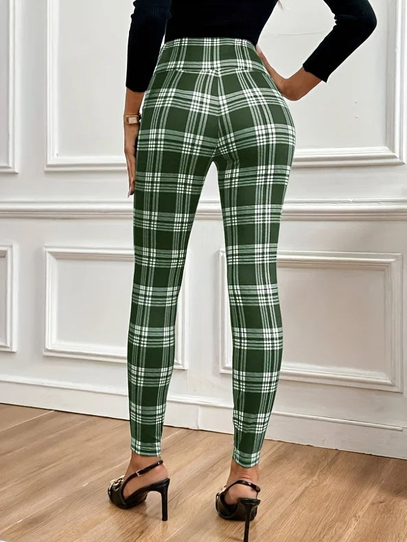 Iga – Damskie legginsy z wysokim stanem w kratę