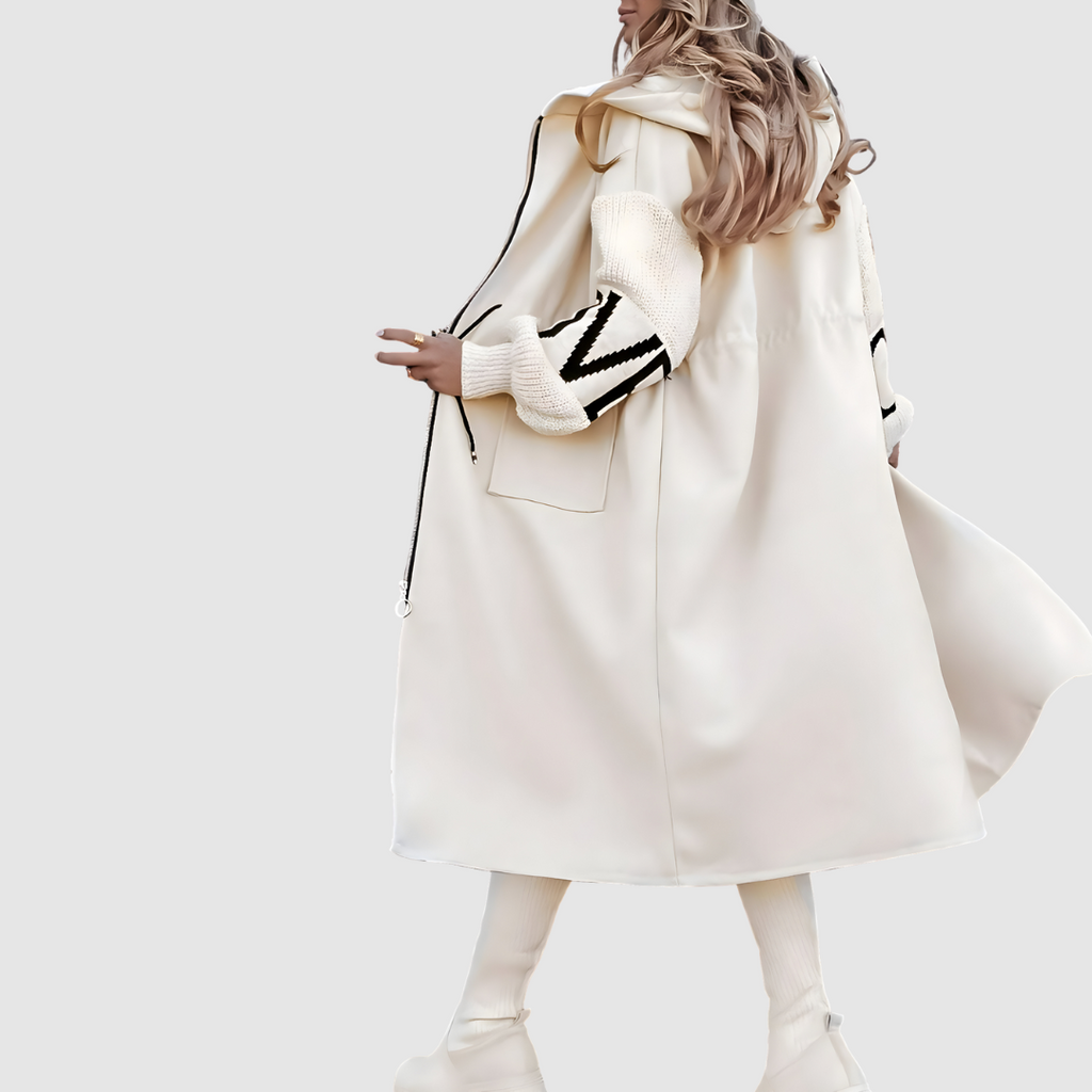 Lucie – Długi płaszcz damski z kapturem