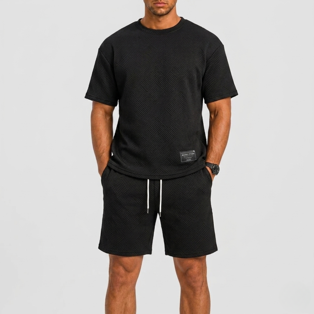 Filip – Męski sportowy zestaw letni z T-shirtem oversize i szortami