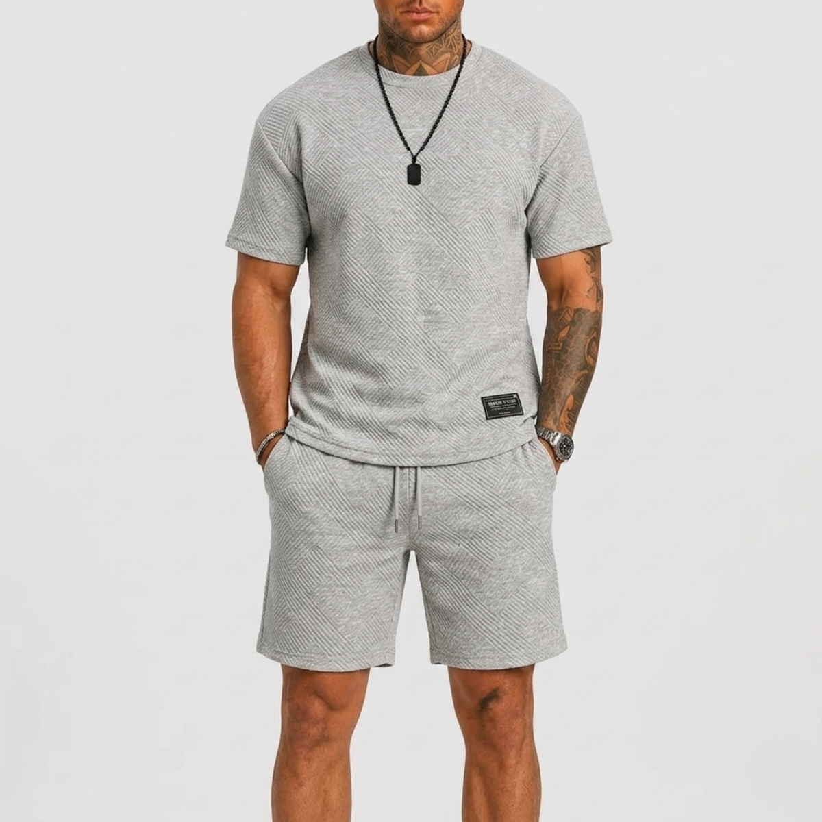 Filip – Męski sportowy zestaw letni z T-shirtem oversize i szortami