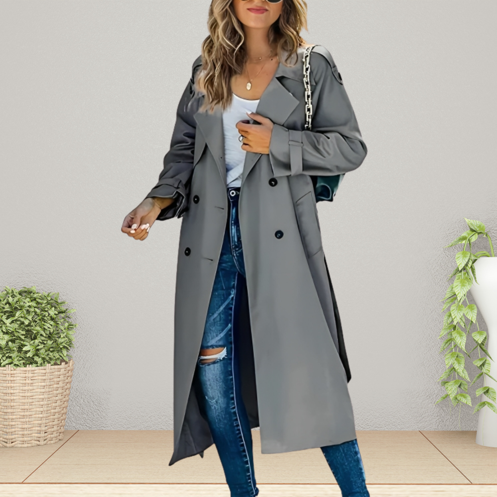 Alessia – Damski elegancki trencz z długim rękawem