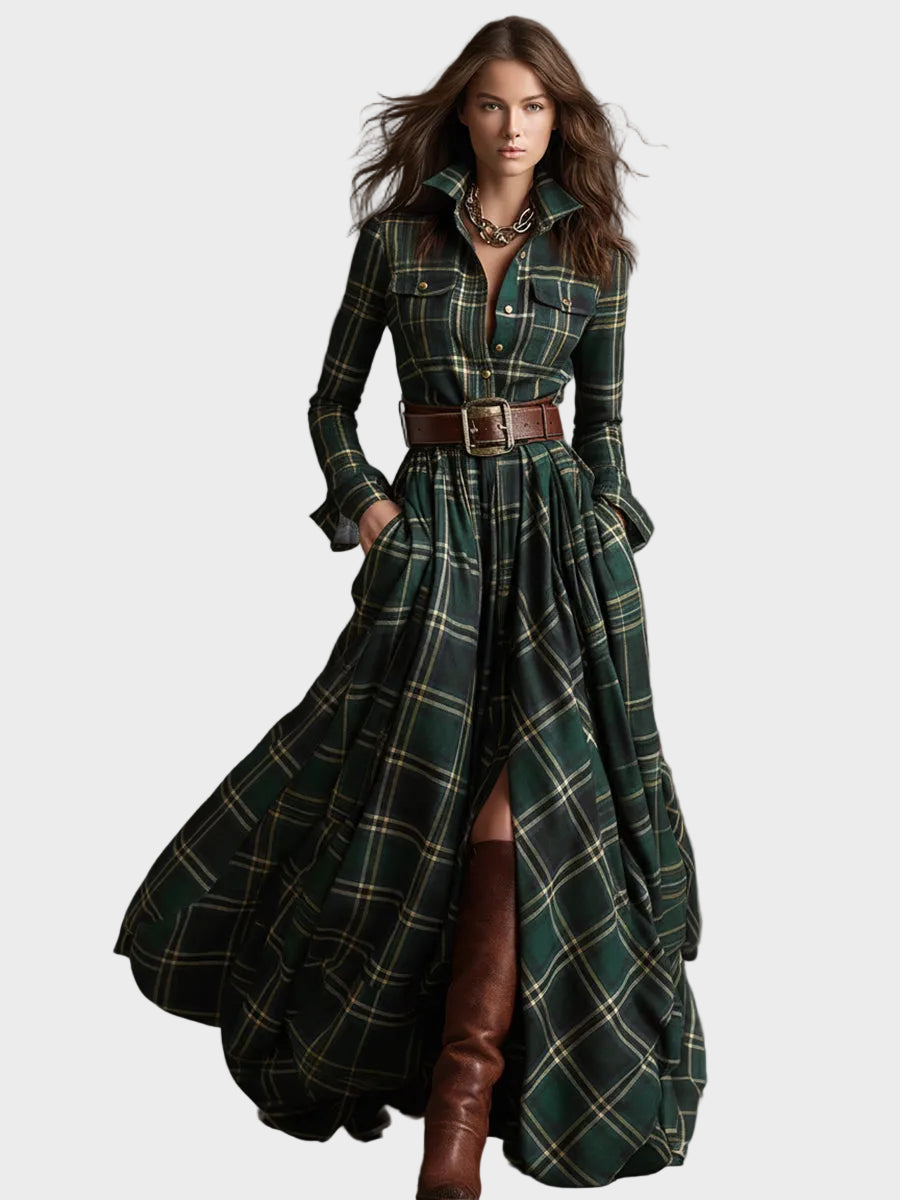 Evelyn – Elegancka sukienka koszulowa maxi – zdjęcie produktu