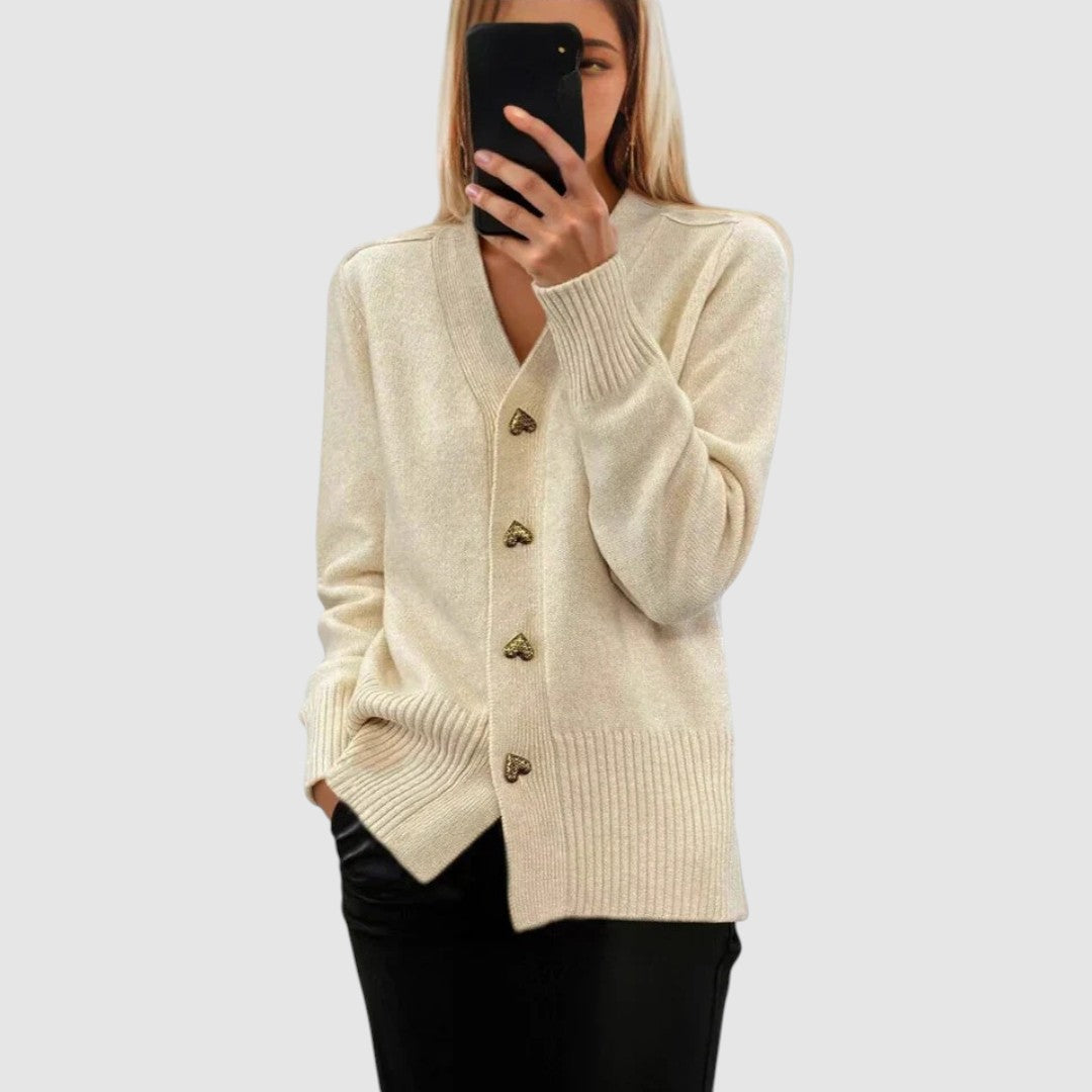 Nela Noelle – Elegancki kardigan damski z guzikami w serca