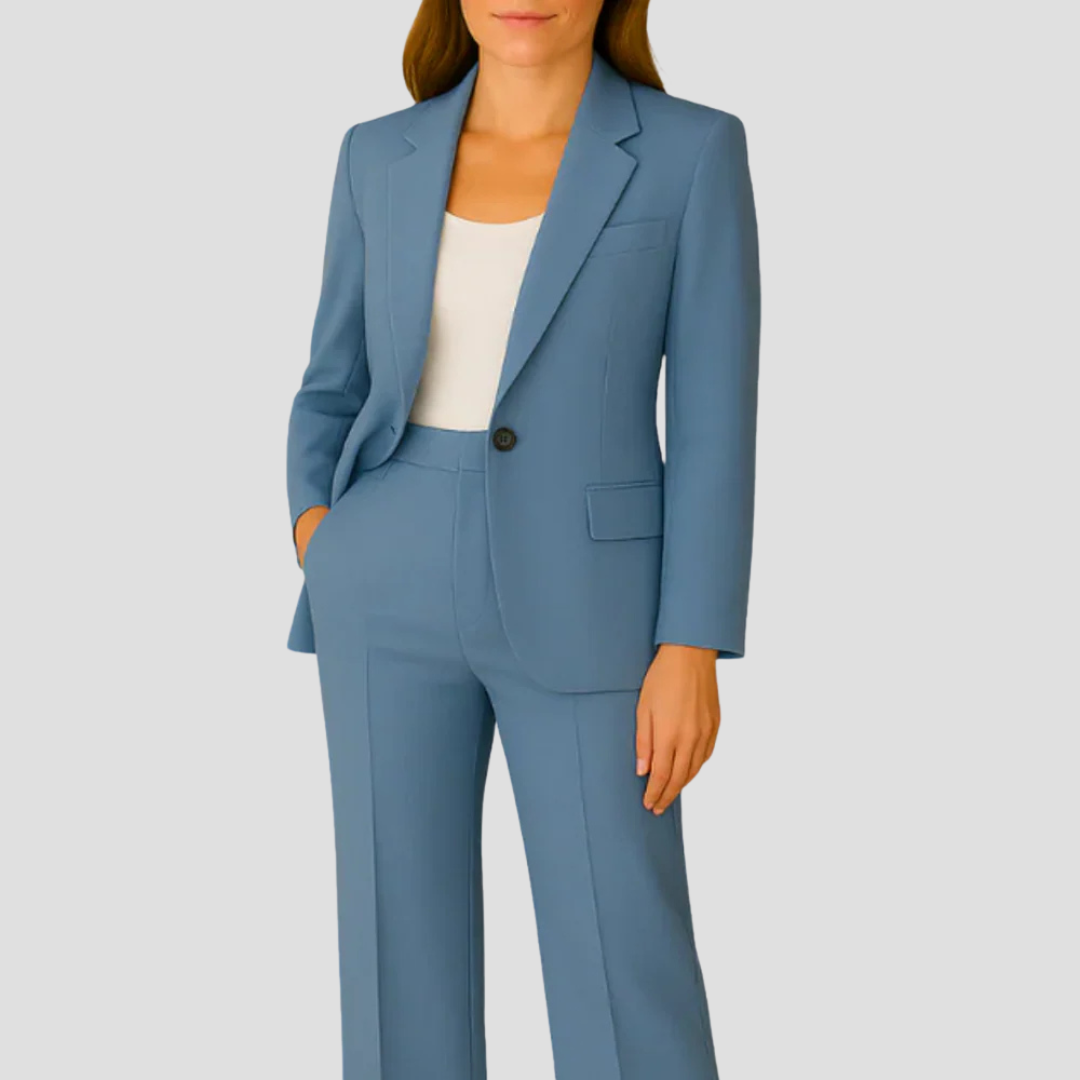 Laura – Elegancki komplet z długą marynarką i spodniami