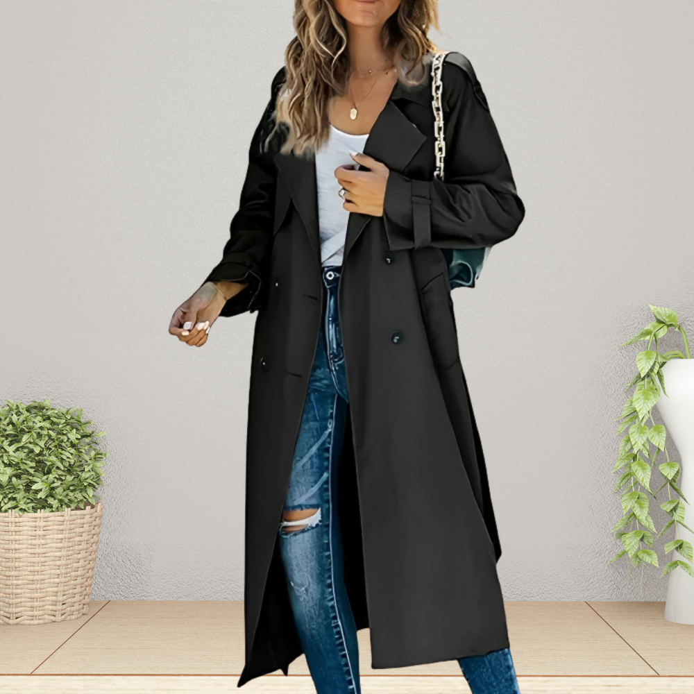Alessia – Damski elegancki trencz z długim rękawem