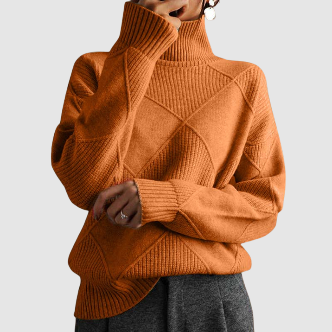 Ester Noelle – Sweter damski z golfem w geometryczny wzór