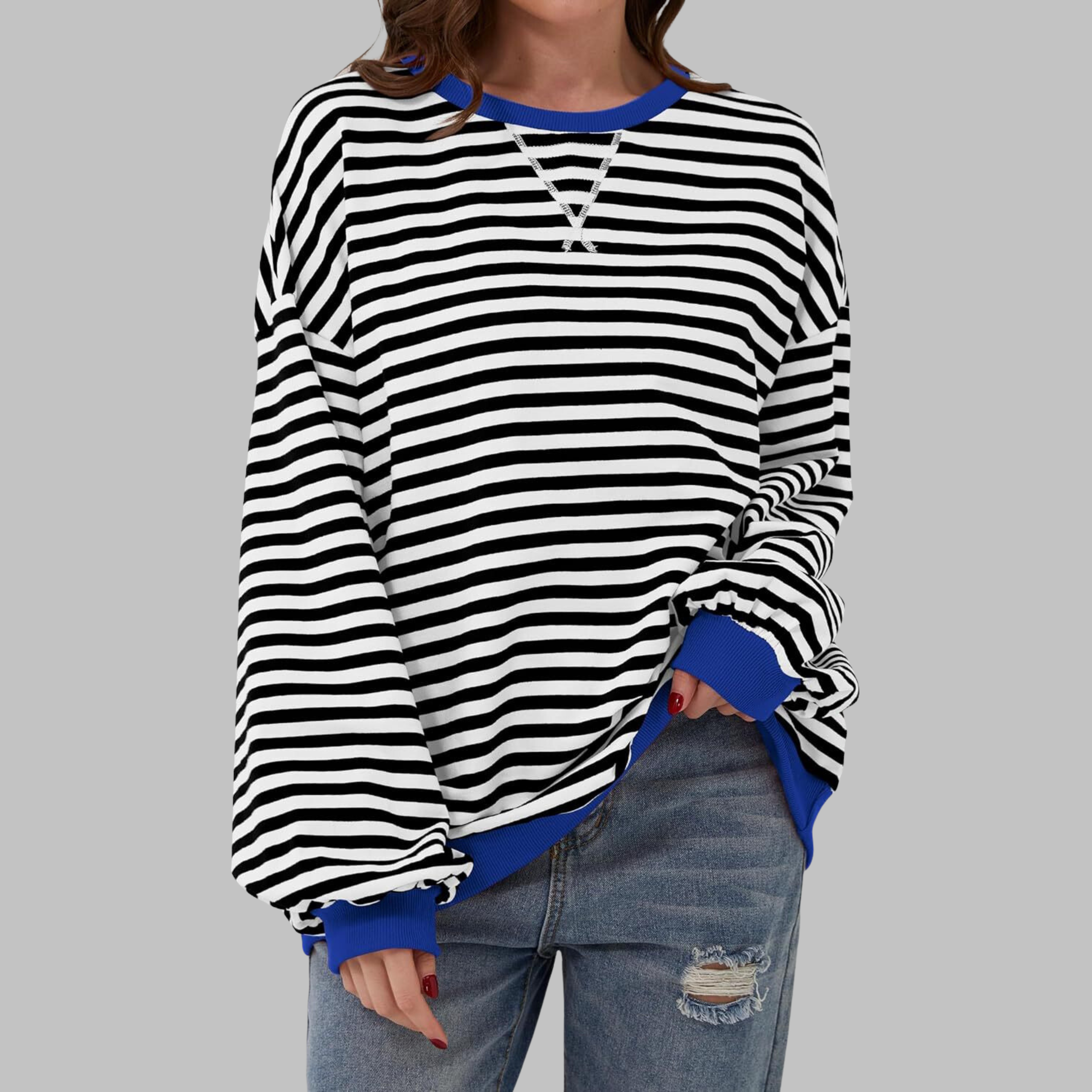Sara – Bluza damska w paski z długim rękawem
