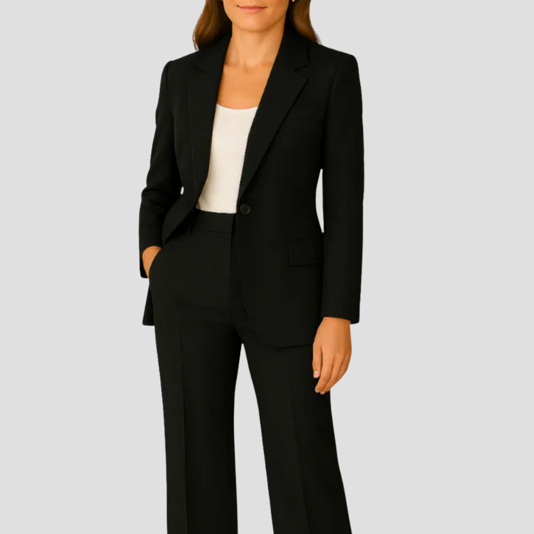 Laura – Elegancki komplet z długą marynarką i spodniami