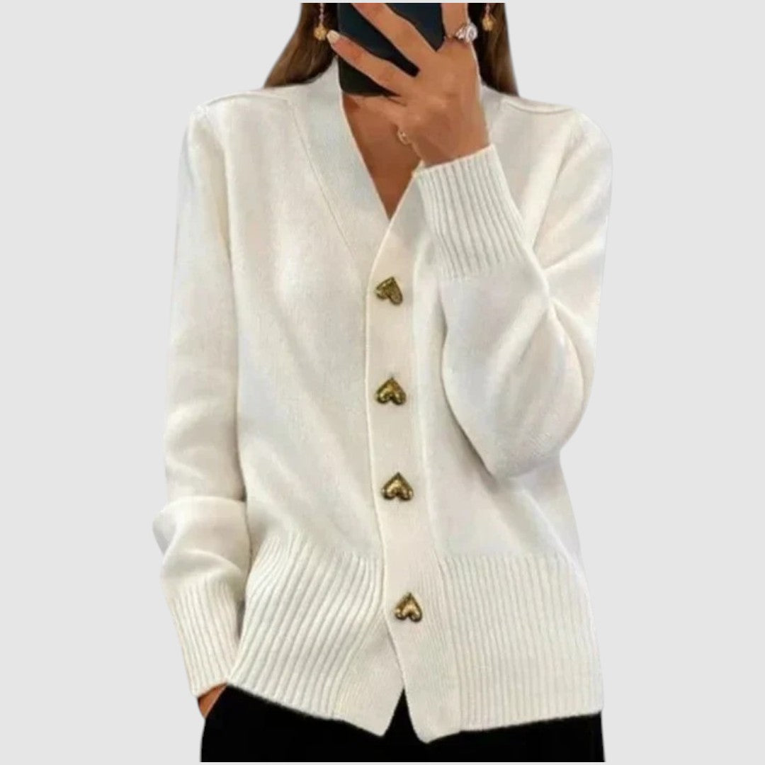 Nela Noelle – Elegancki kardigan damski z guzikami w serca