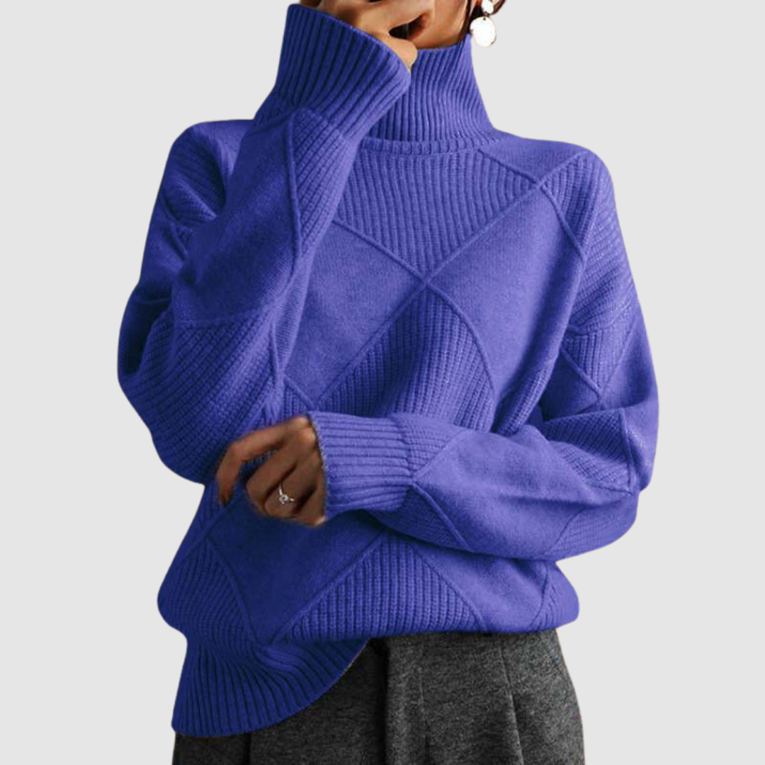 Ester Noelle – Sweter damski z golfem w geometryczny wzór