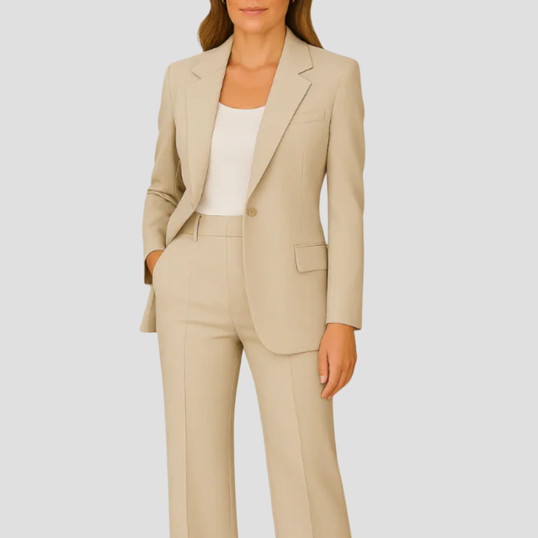 Laura – Elegancki komplet z długą marynarką i spodniami