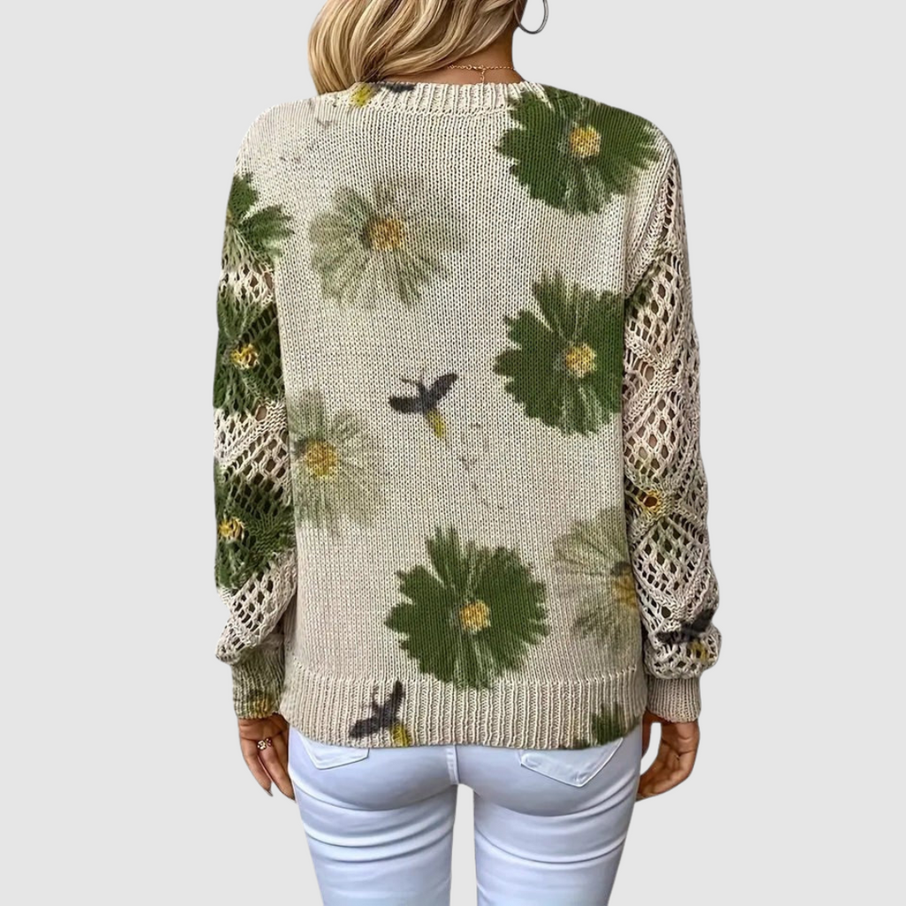 Meda – Damski sweter w kwiatowy wzór