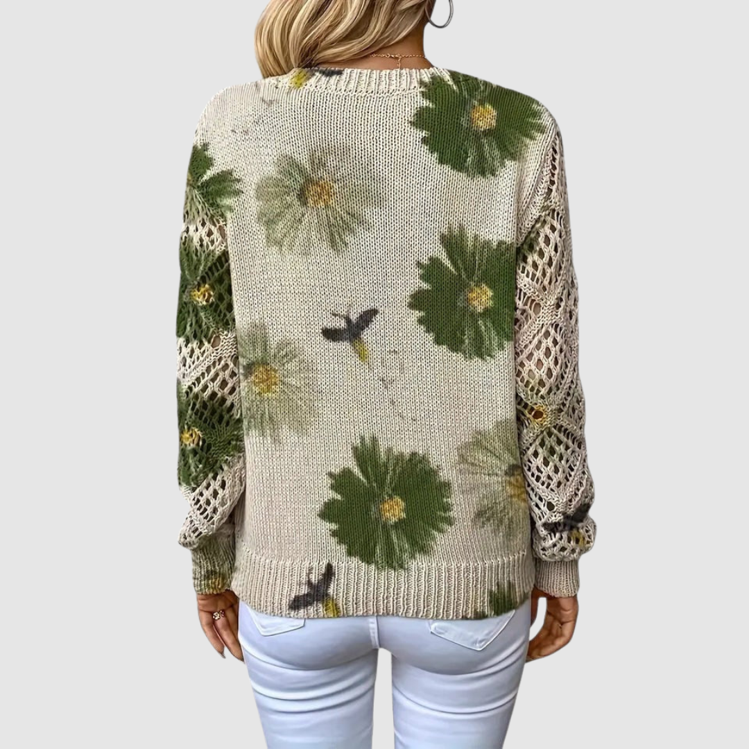 Meda – Damski sweter w kwiatowy wzór