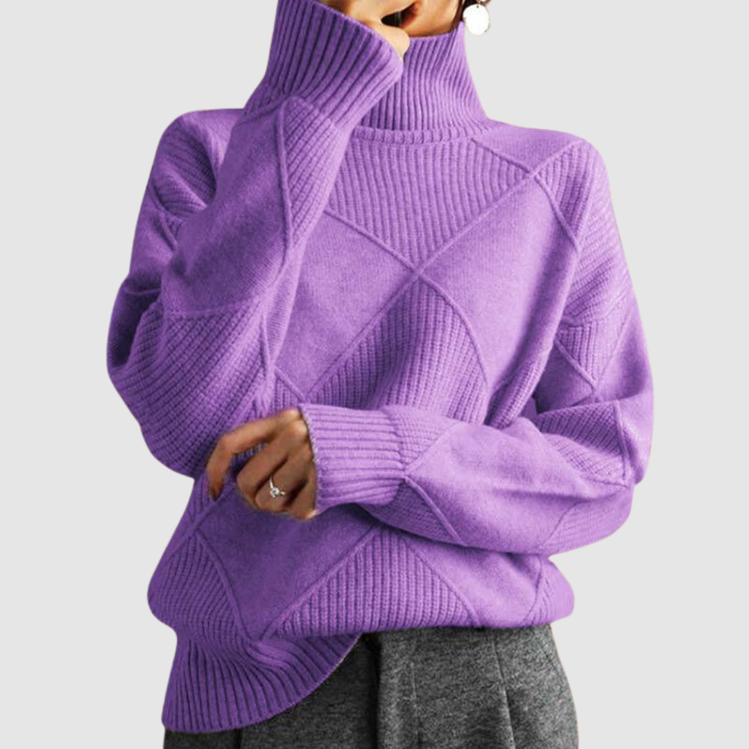 Ester Noelle – Sweter damski z golfem w geometryczny wzór