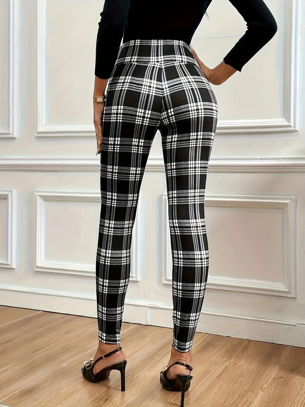 Iga – Damskie legginsy z wysokim stanem w kratę