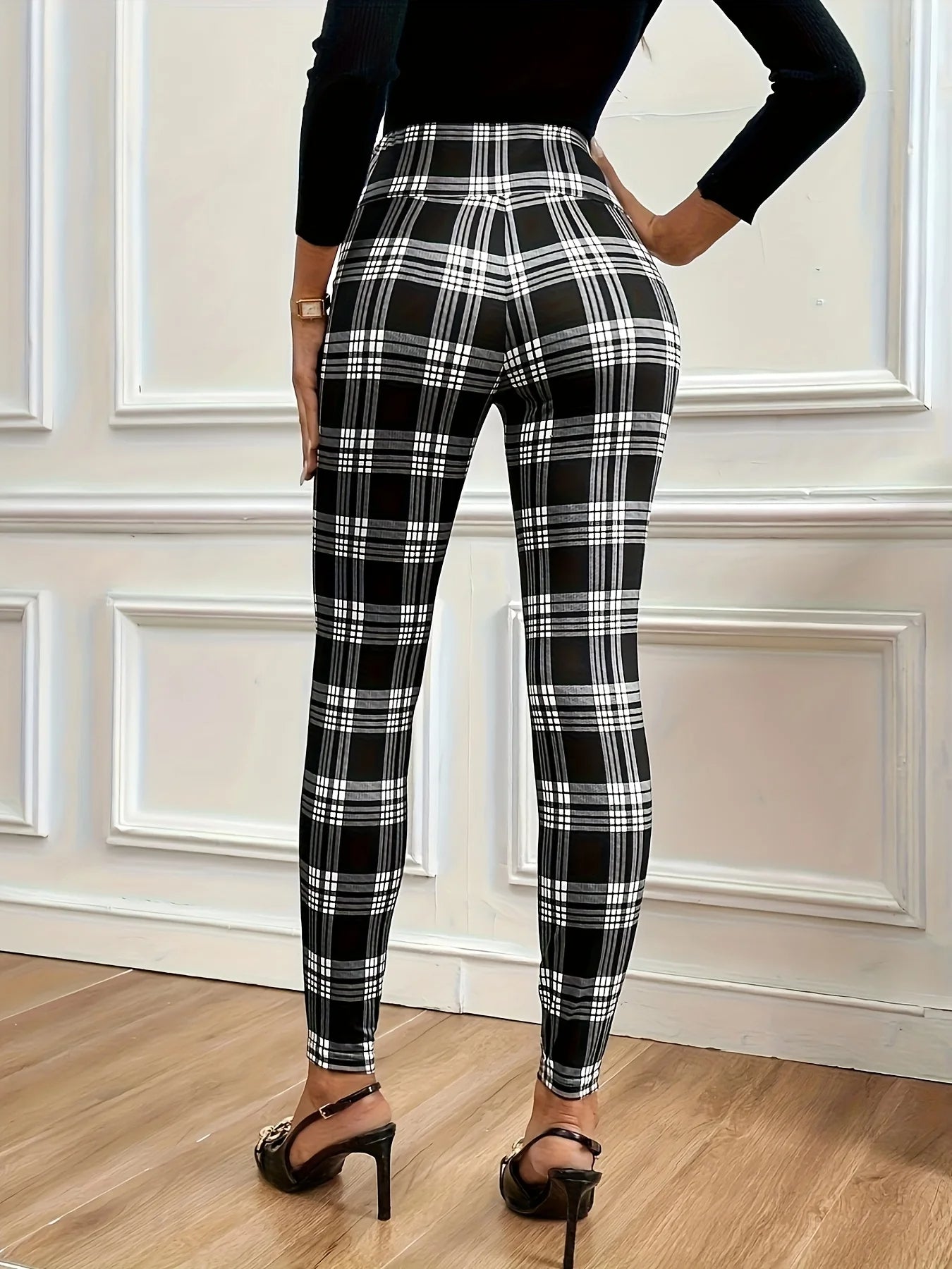 Iga – Damskie legginsy z wysokim stanem w kratę