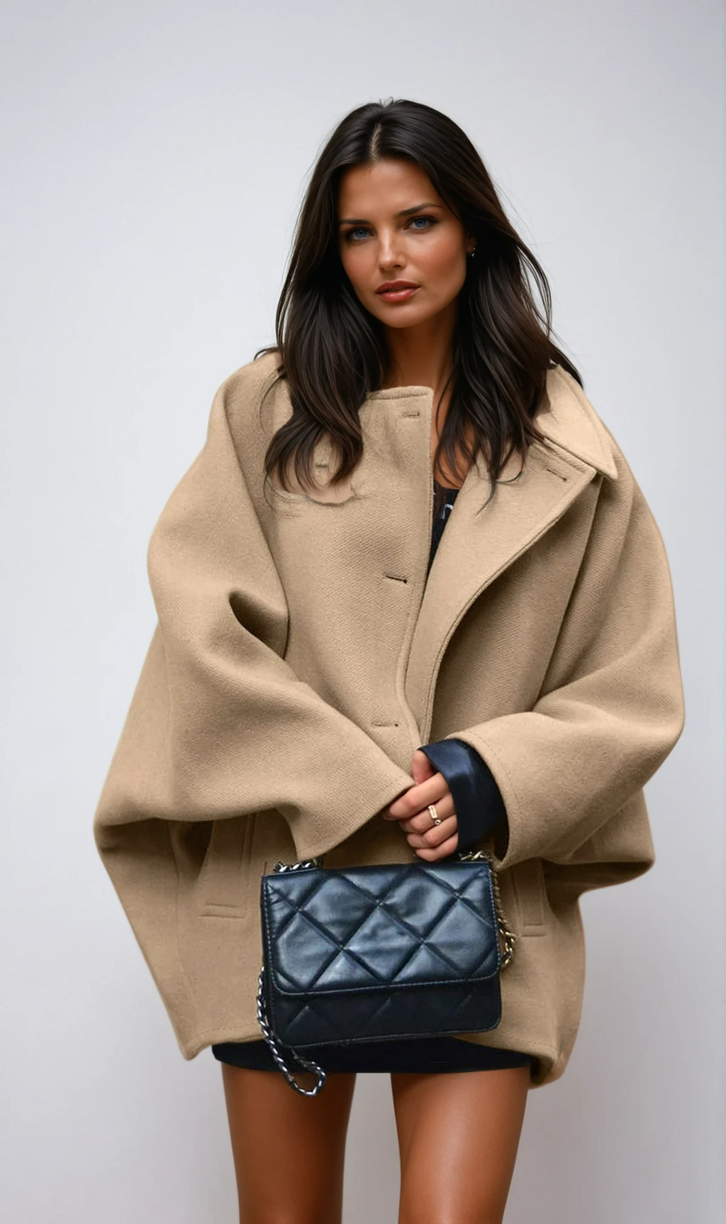 Natalia – Płaszcz damski oversize z guzikami