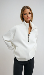 Nicole – Bluza damska oversize z kapturem i zamkiem pod szyją