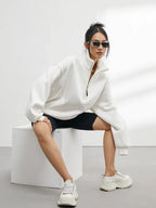 Nicole – Bluza damska oversize z kapturem i zamkiem pod szyją