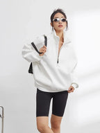 Nicole – Bluza damska oversize z kapturem i zamkiem pod szyją