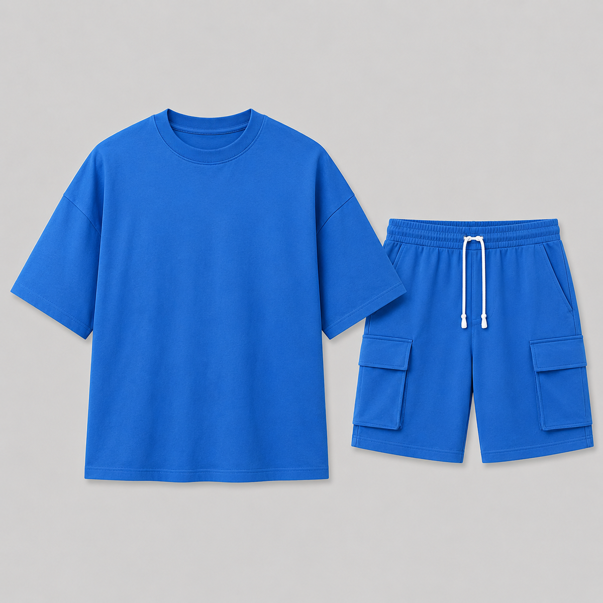 Bruno – Męski sportowy zestaw letni z T-shirtem oversize i szortami cargo