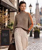 Lucia Rose – Sweter damski z wysokim kołnierzem i kontrastowymi paskami