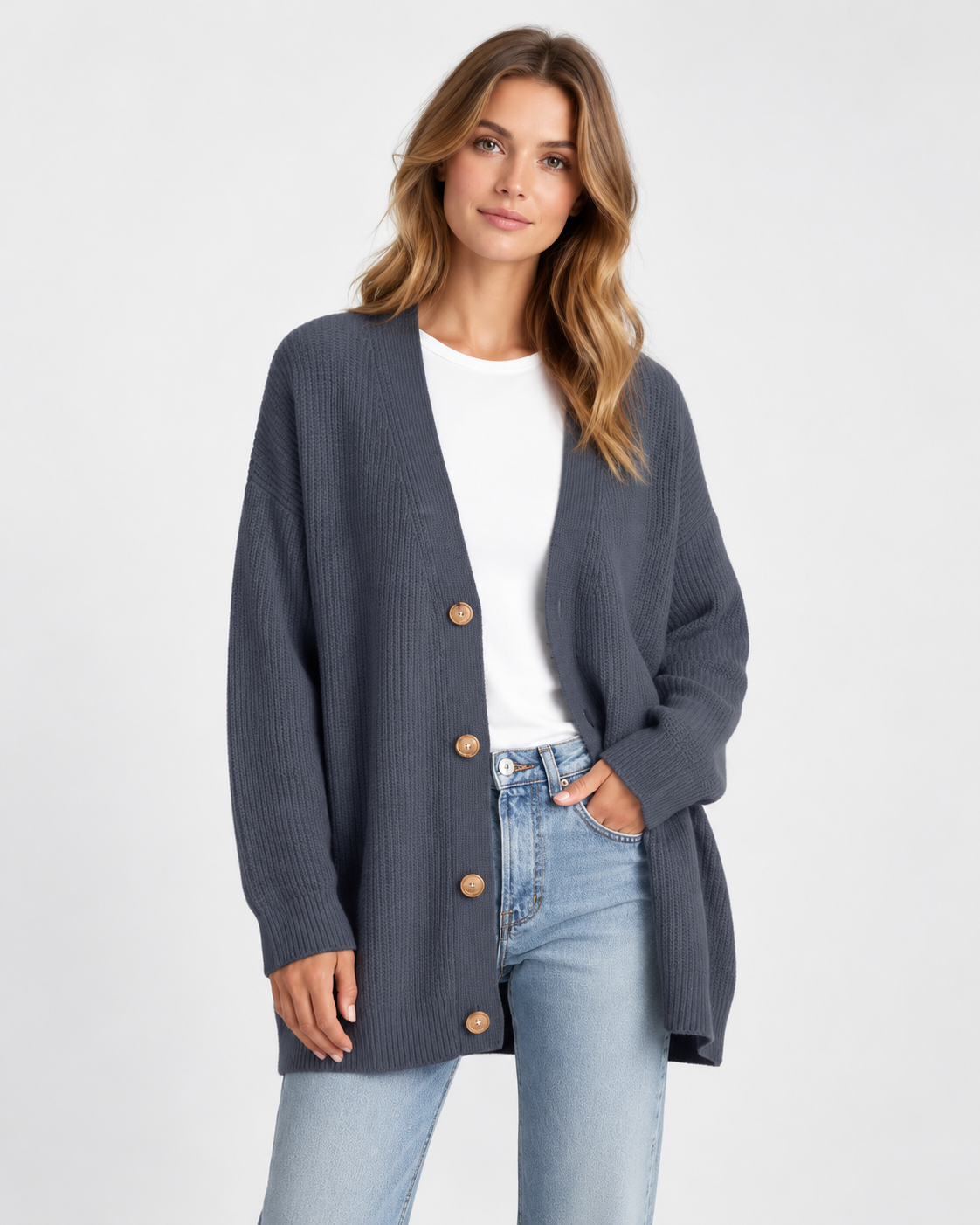 Anja – Luźny sweter damski z dekoltem w serek