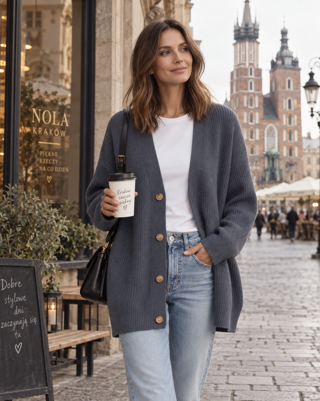 Anja – Luźny sweter damski z dekoltem w serek