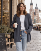Anja – Luźny sweter damski z dekoltem w serek