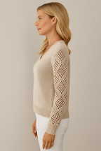 Glynice – Sweter damski z ażurowymi rękawami