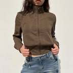 Zara – Krótka kurtka damska z zamkiem i podkreśloną talią