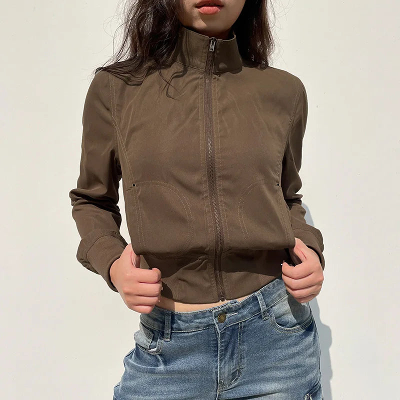 Zara – Krótka kurtka damska z zamkiem i podkreśloną talią