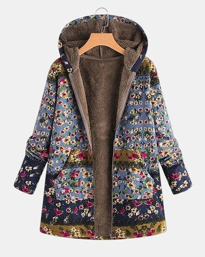 Elena – Bluza damska z kapturem w kwiatowy wzór