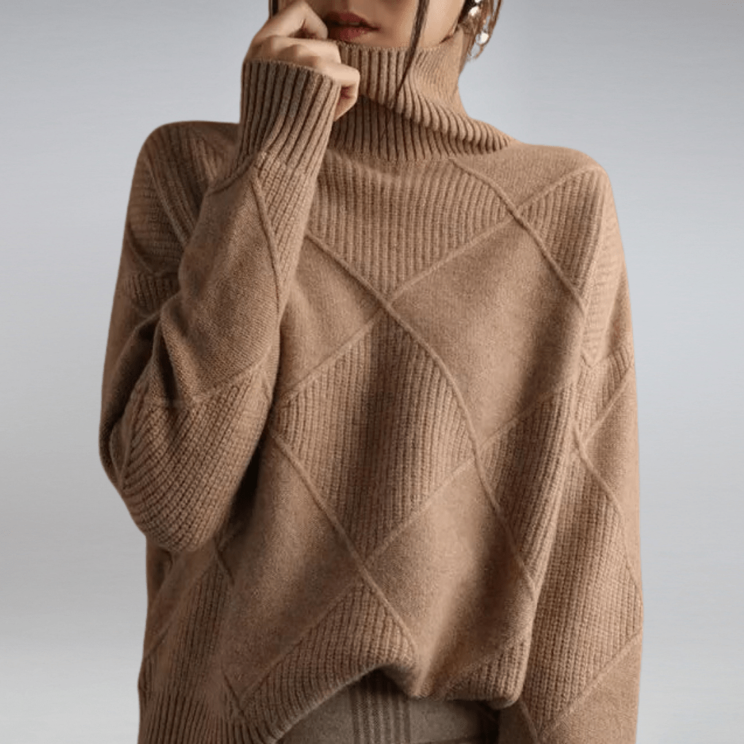 Isabella – Damski sweter w kratę z golfem