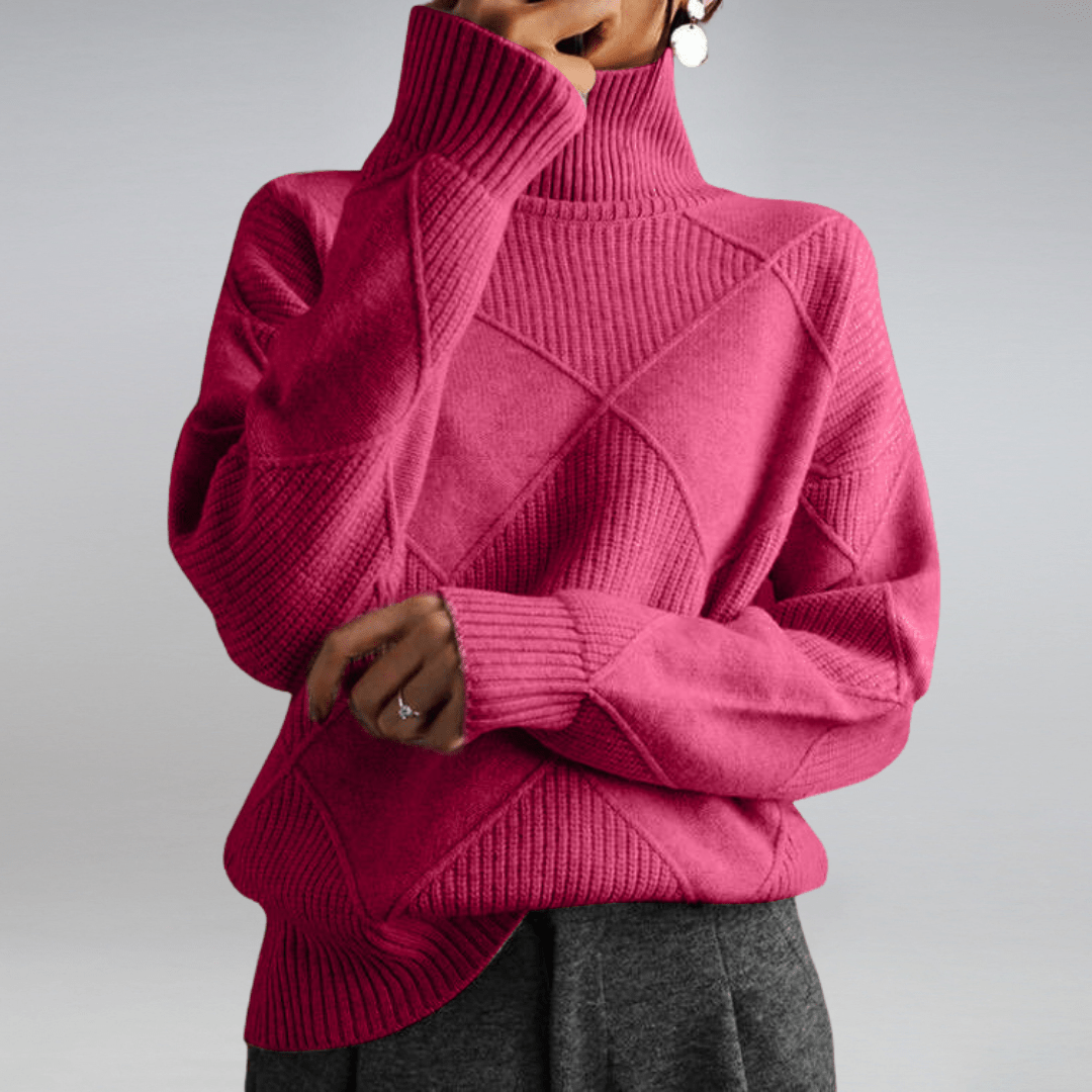 Isabella – Damski sweter w kratę z golfem