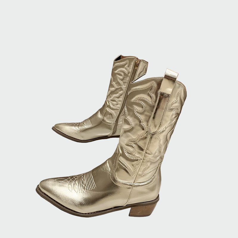Aneta – Metaliczne botki damskie w stylu western
