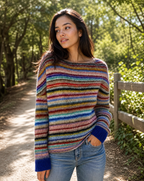 Silvia – Sweter damski retro w kolorowe paski