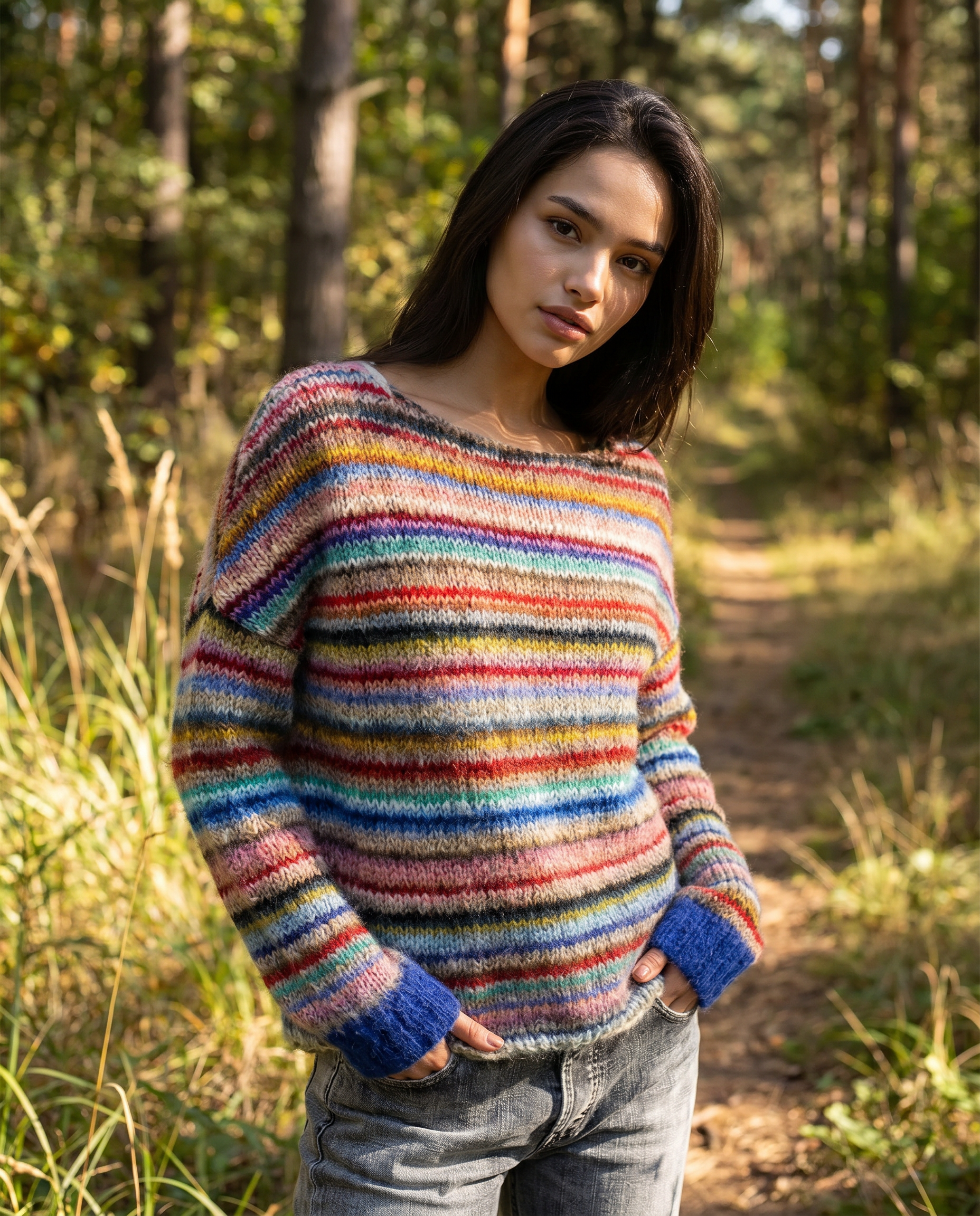 Silvia – Sweter damski retro w kolorowe paski