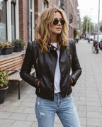 Klara – Kurtka damska biker o skórzanym wyglądzie